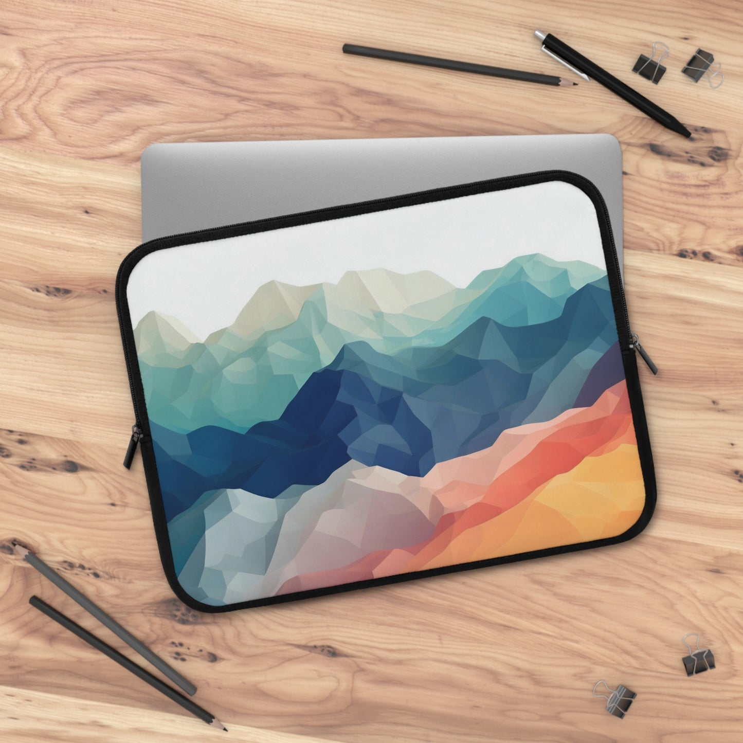 Geometric Mountains Tablet Sleeve, Mountain Landscape Laptop Sleeve, iPad Cover, Zipper Pouch, MacBook Protective Case, Laptop Bag