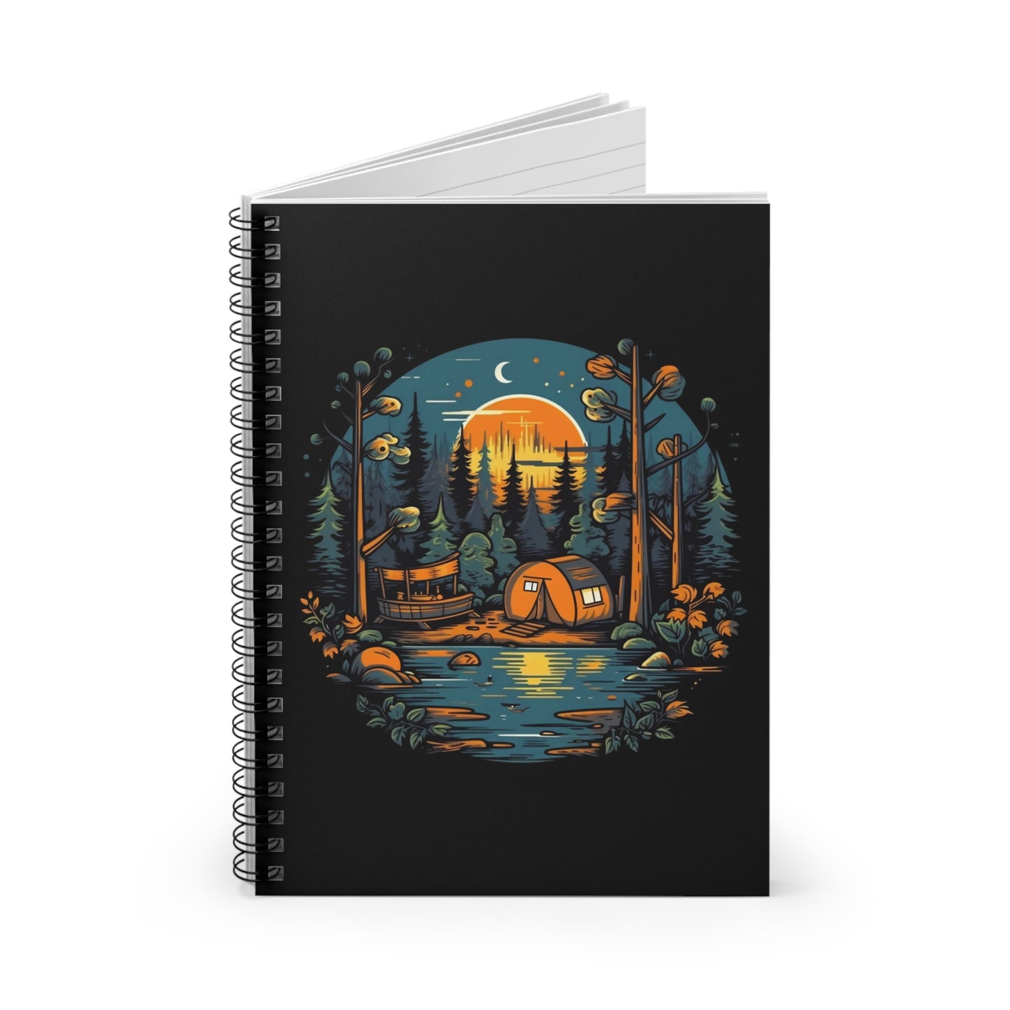 Camping Journal, Sunset Retreat Metal Spiral Notebook, Camping Diary, Adventure Notebook, Travel Journal, Hiking Journal, Diary, Ruled Line