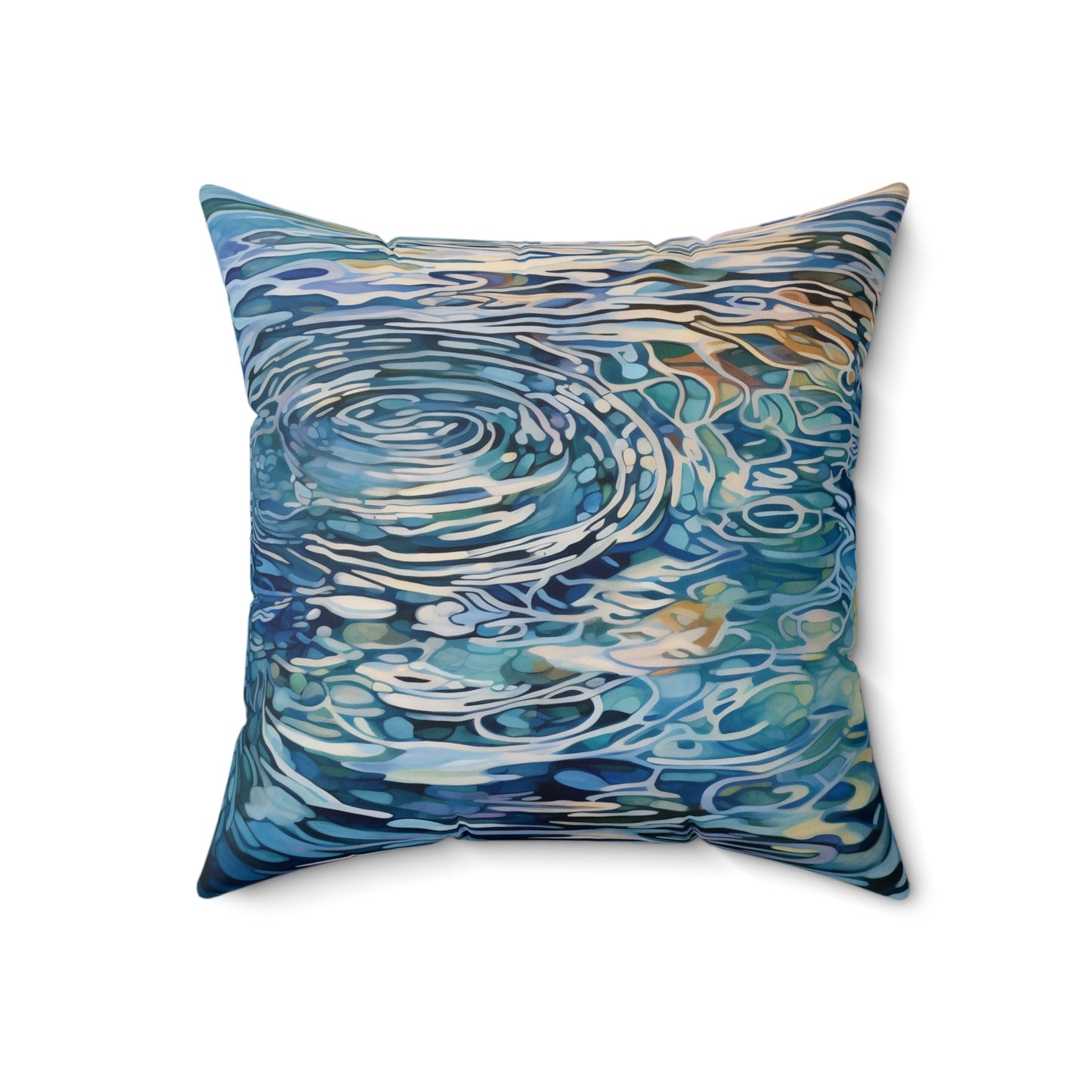 Water Ripples Pillow, Watercolor Water Cushion, Rippling Water Decorative Pillow, Nautical Throw Pillow, Concealed Zipper