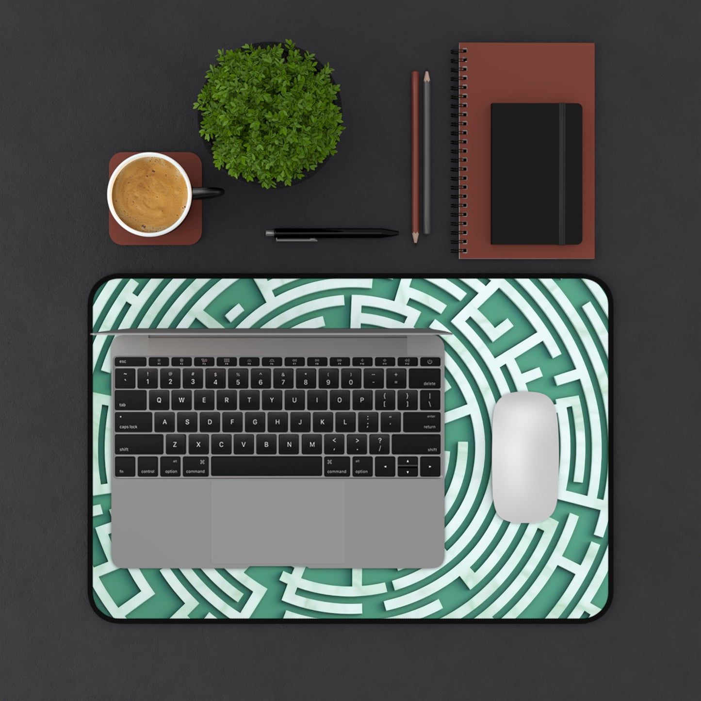 Maze Desk Mat, Green and White Maze Desk Pad, Trendy Workspace, Labyrinth Desk Mat, Extra Large Mouse Pad, Keyboard Mat, Desk Accessory