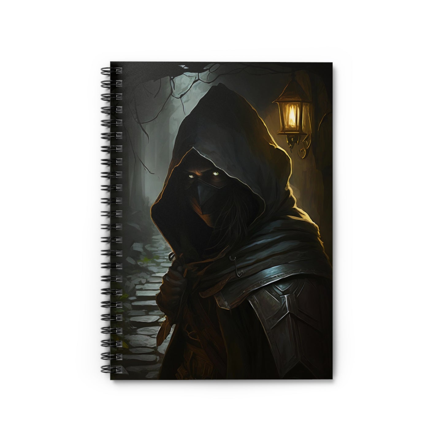 DnD Campaign Journal, Male Rogue Spiral Notebook, Ruled Line, Tabletop Gaming D&D Character Notepad, Pathfinder Journal, Shadow's Veil