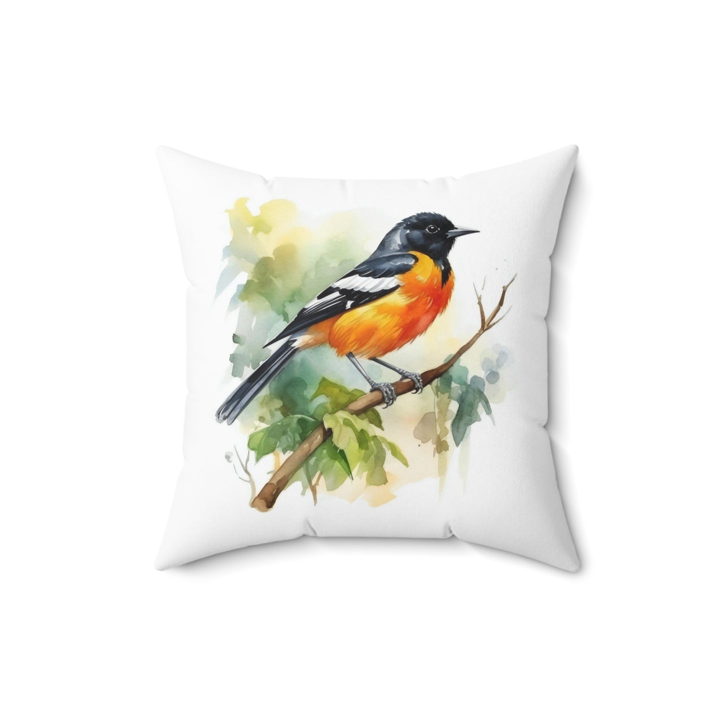 Oriole Pillow, Watercolor Oriole Decorative Pillow, Oriole Accent Pillow, Square Bird Cushion, Bird Pillow, Nature Pillow, Concealed Zipper