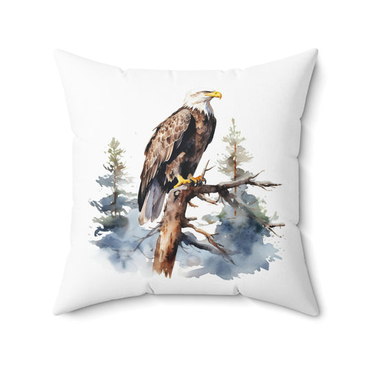 Bald Eagle Pillow, Watercolor Bald Eagle Throw Pillow, Decorative Pillow, Square Bird Cushion, Double Sided Accent Pillow, Concealed Zipper