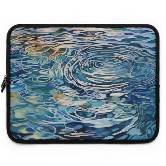 Water Ripples Laptop Sleeve, Water Art Tablet Sleeve, Nature iPad Cover, Zipper Pouch, Watercolor Water MacBook Protective Case, Laptop Bag