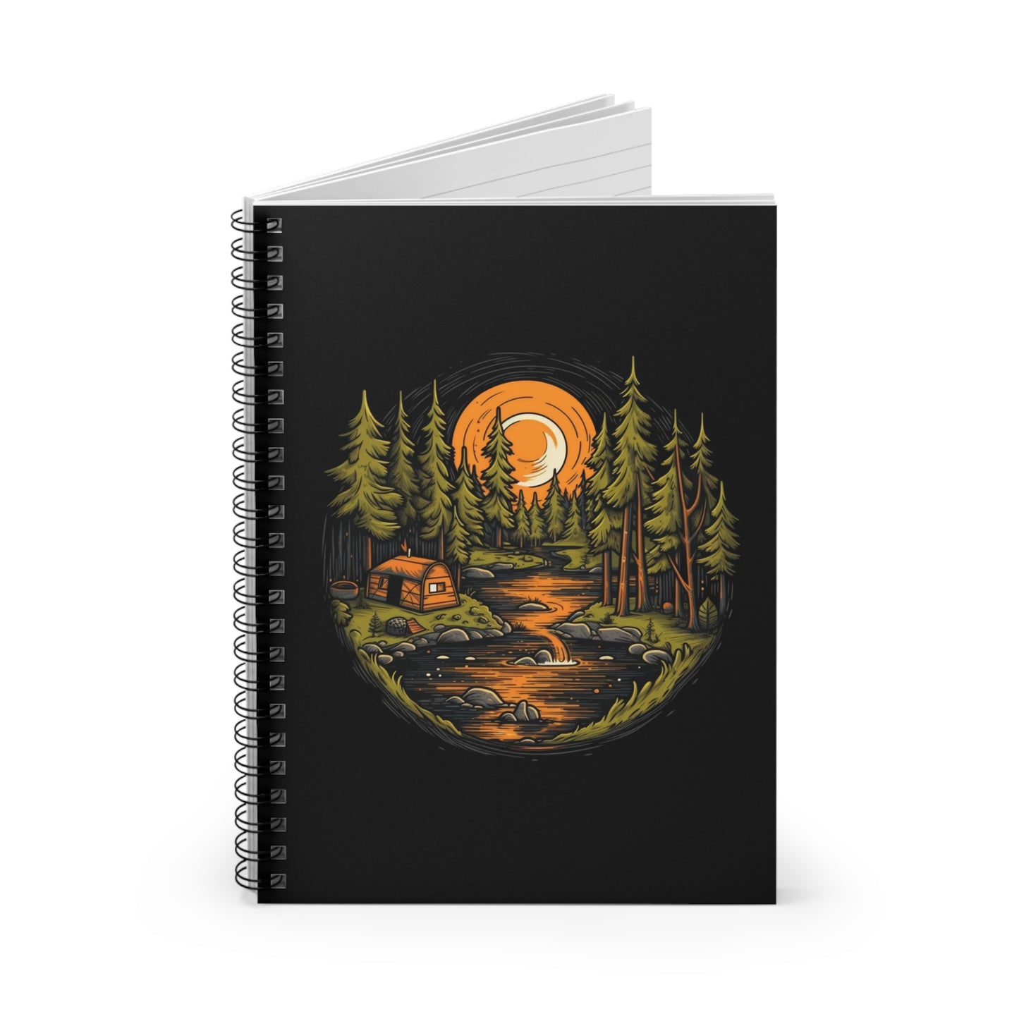 Camping Journal, Campfire Tales Metal Spiral Notebook, Adventure Journal, Camping Diary, Travel Journal, Dream Journal, Ruled Line