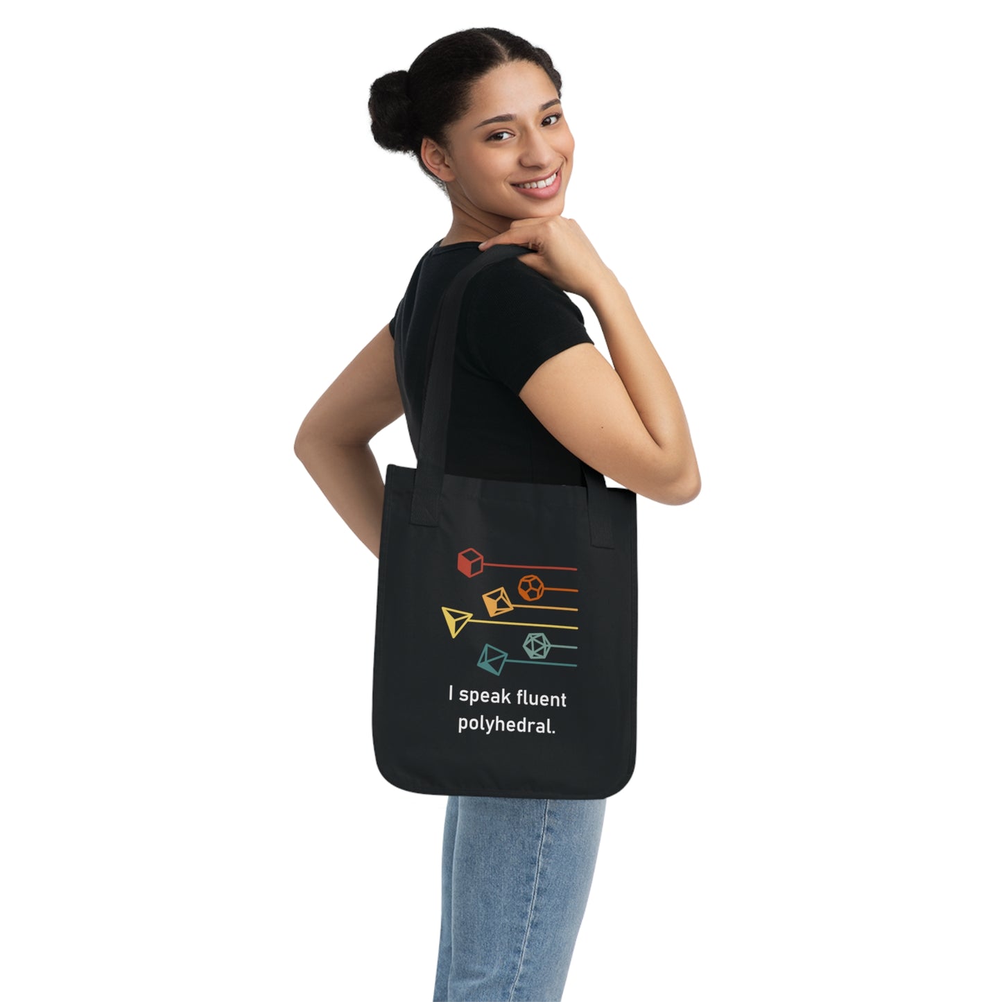 I Speak Fluent Polyhedral Organic Canvas Tote Bag, D&D Tote, DnD Bag of Holding, Eco-friendly Tote, Double-Sided Print