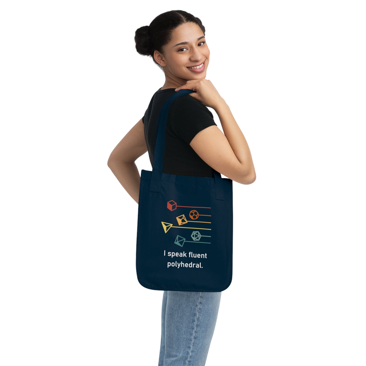 I Speak Fluent Polyhedral Organic Canvas Tote Bag, D&D Tote, DnD Bag of Holding, Eco-friendly Tote, Double-Sided Print