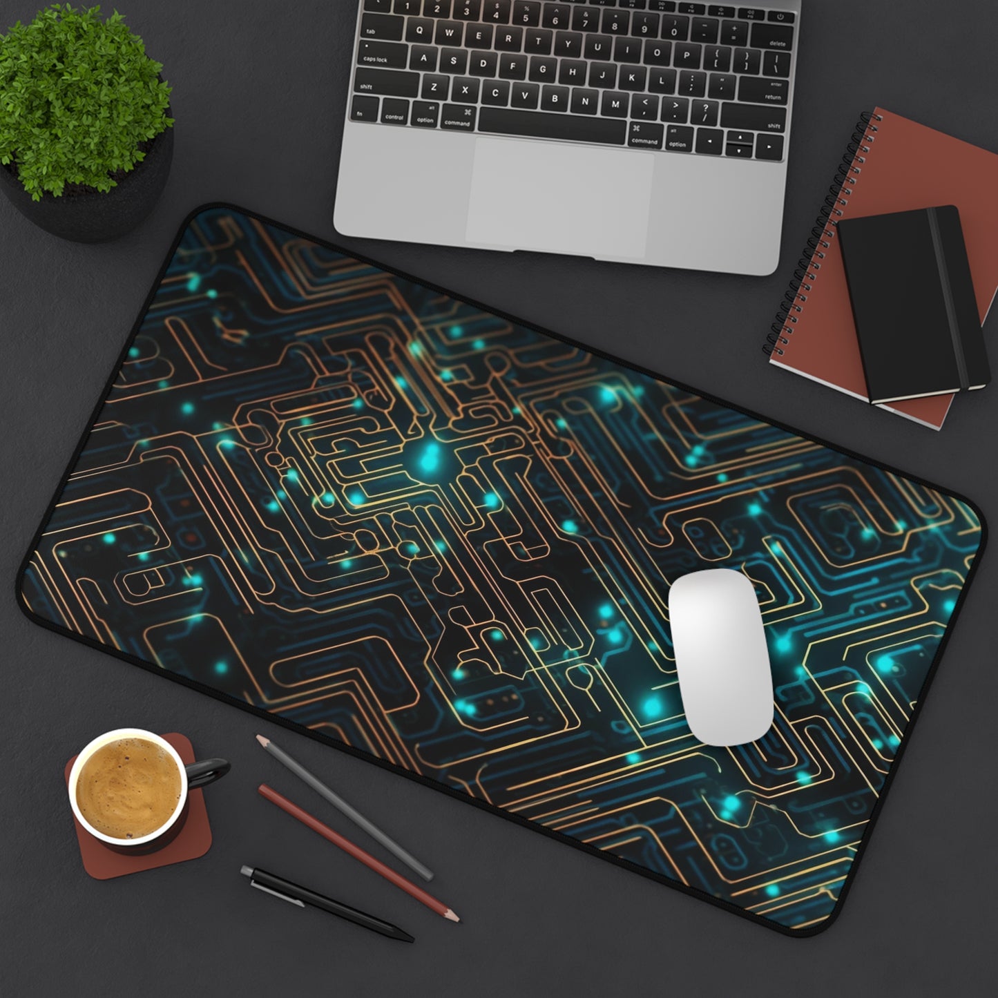 Cyber Circuit Desk Mat, Digital Lights Desk Pad, Sleek Mouse Pad, Futuristic Desk Decor, XL Keyboard Mat, Unique Gamer Gift, SciFi Workspace