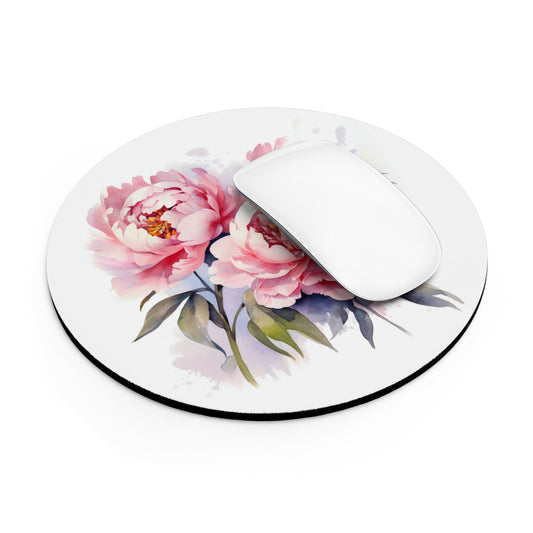 Peonies Mouse Pad, Watercolor Peony Mouse Mat, Trendy Workspace, Minimalist Desk Accessory, Contemporary Flower Mouse Pad, Flower Lover Gift