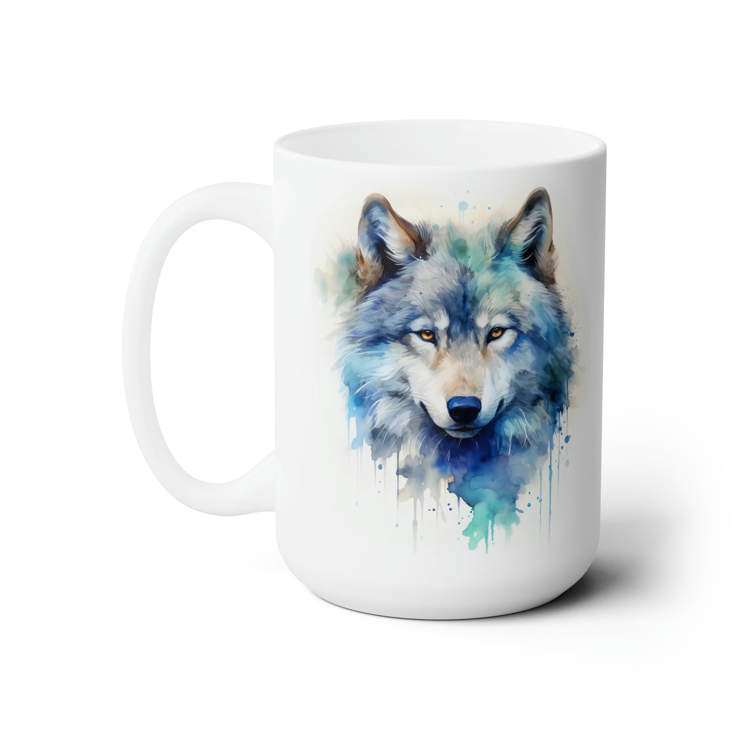Wolf Mug, Ceramic Mug 15oz, Watercolor Wolf Coffee Cup, Nature Lover Tea Mug, Wolf Lover Gift, Mother's Day Gift