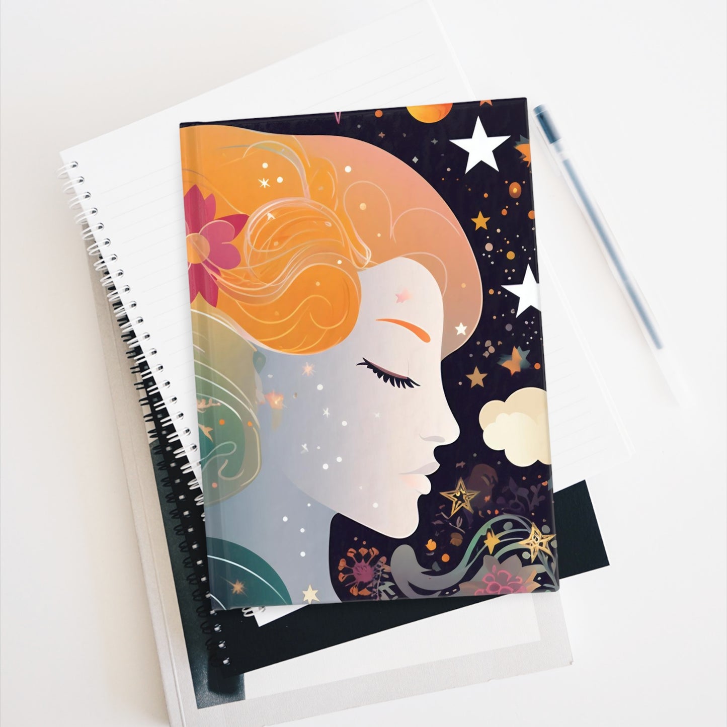 My Dream Journal, My Secret Diary, Cosmic Space Flowers Journal, Beauty of the Universe, Hard Cover, Ruled Line