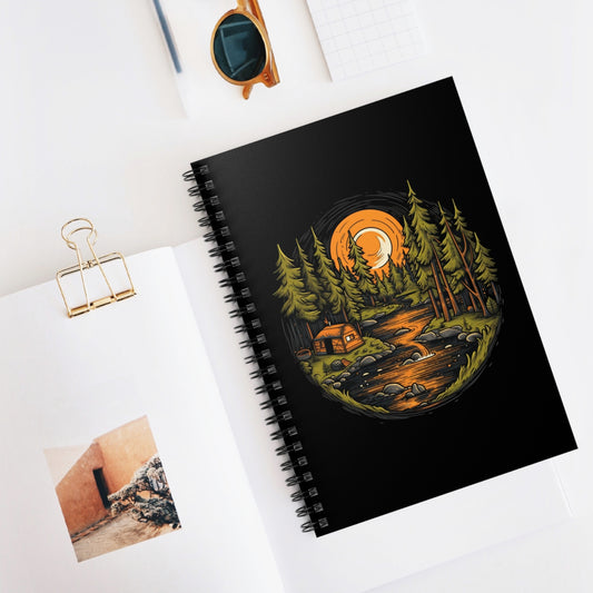 Camping Journal, Campfire Tales Metal Spiral Notebook, Adventure Journal, Camping Diary, Travel Journal, Dream Journal, Ruled Line