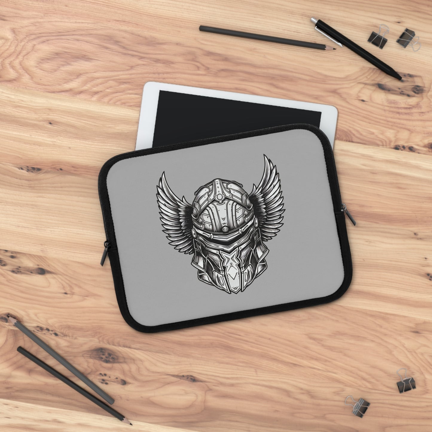 Smite Happens Tablet Sleeve, D&D Laptop Sleeve, DnD iPad Cover, Paladin MacBook Sleeve, Winged Helmet Zipper Pouch, Protective Case