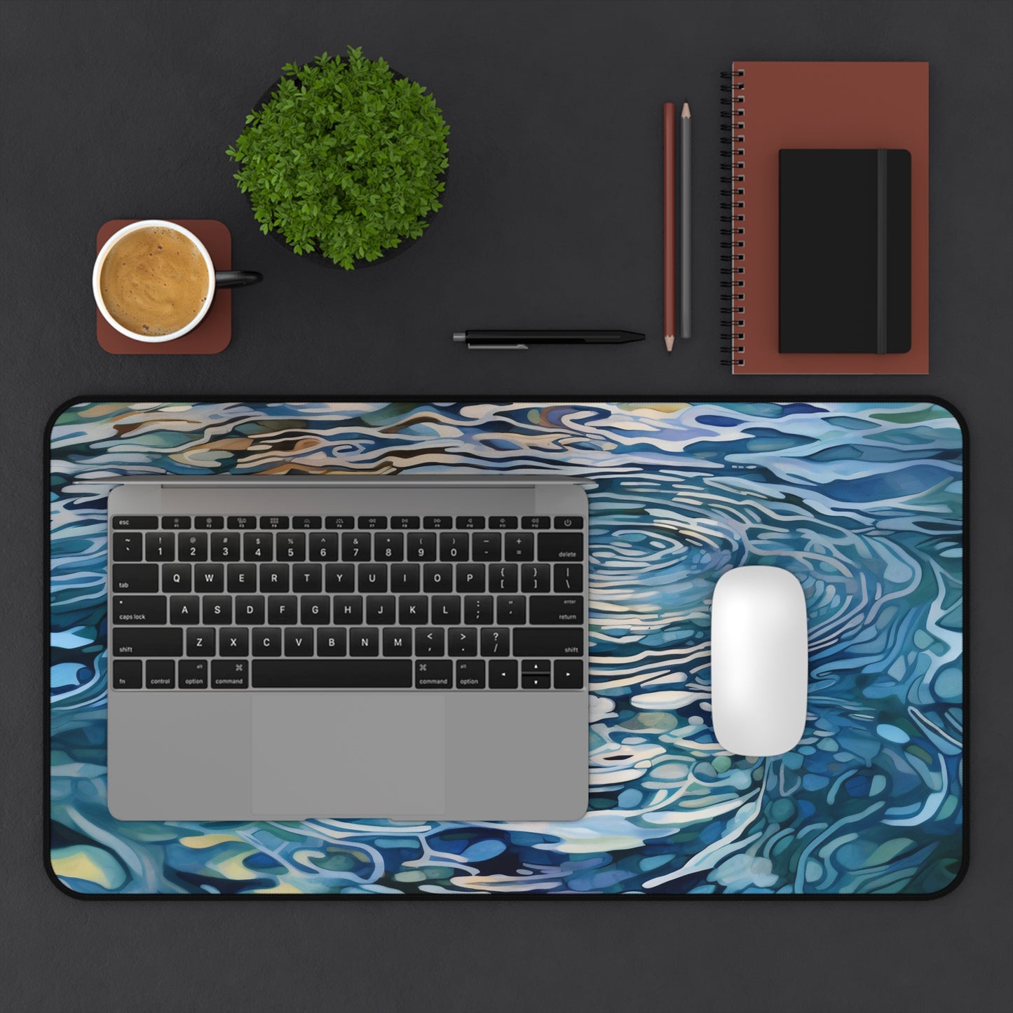 Water Ripples Desk Mat, Soothing Desk Pad, Calming Blue Mouse Pad, XL Gaming Mousepad, Serene Keyboard Mat, Tranquil Desk Decor, Unique Gift