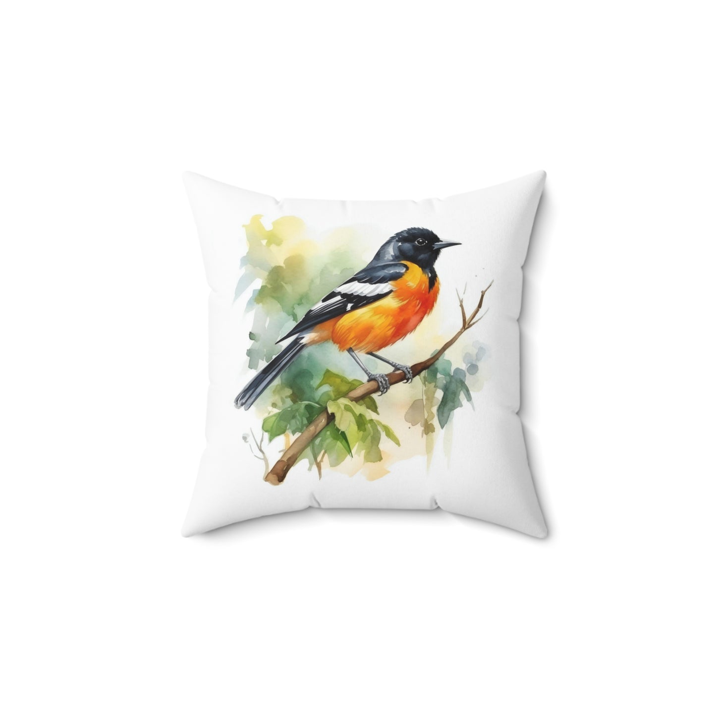 Oriole Pillow, Watercolor Oriole Decorative Pillow, Oriole Accent Pillow, Square Bird Cushion, Bird Pillow, Nature Pillow, Concealed Zipper