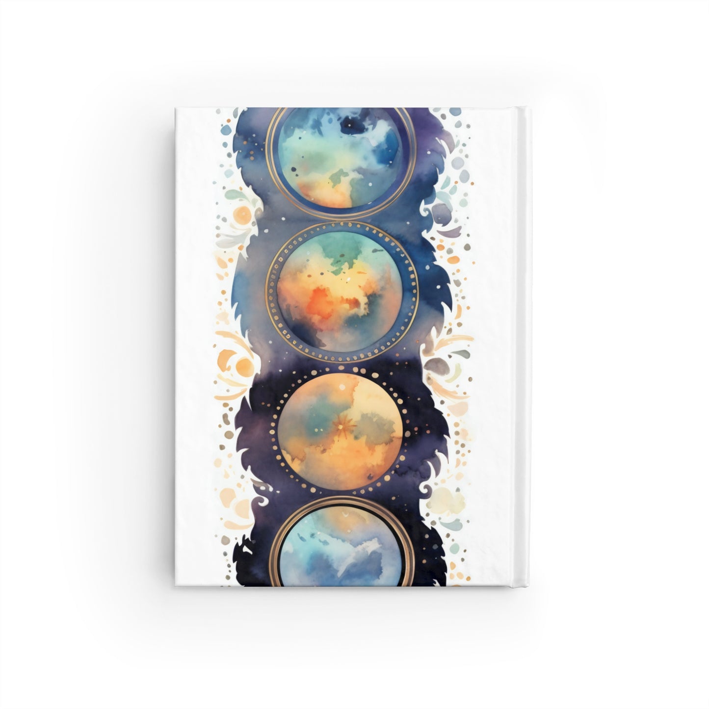 Moon Journal, Dream Diary, Watercolor Moons Motif Notebook, Think Journal, Hard Cover, Ruled Line