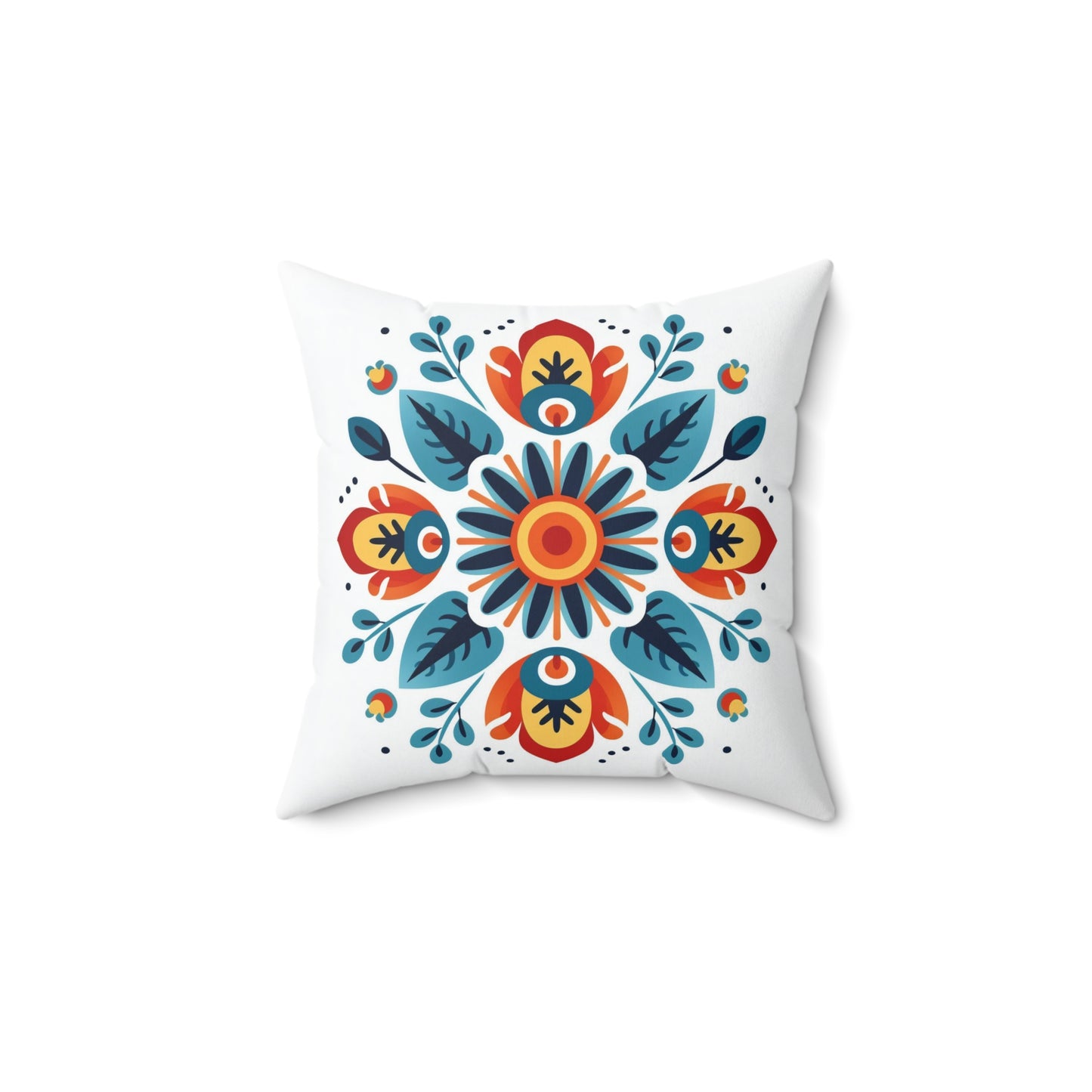 Folk Art Pillow, Folk Art Cushion, Scandinavian Floral Pillow, Nordic Decorative Pillow, Swedish Throw Pillow, Concealed Zipper, Square