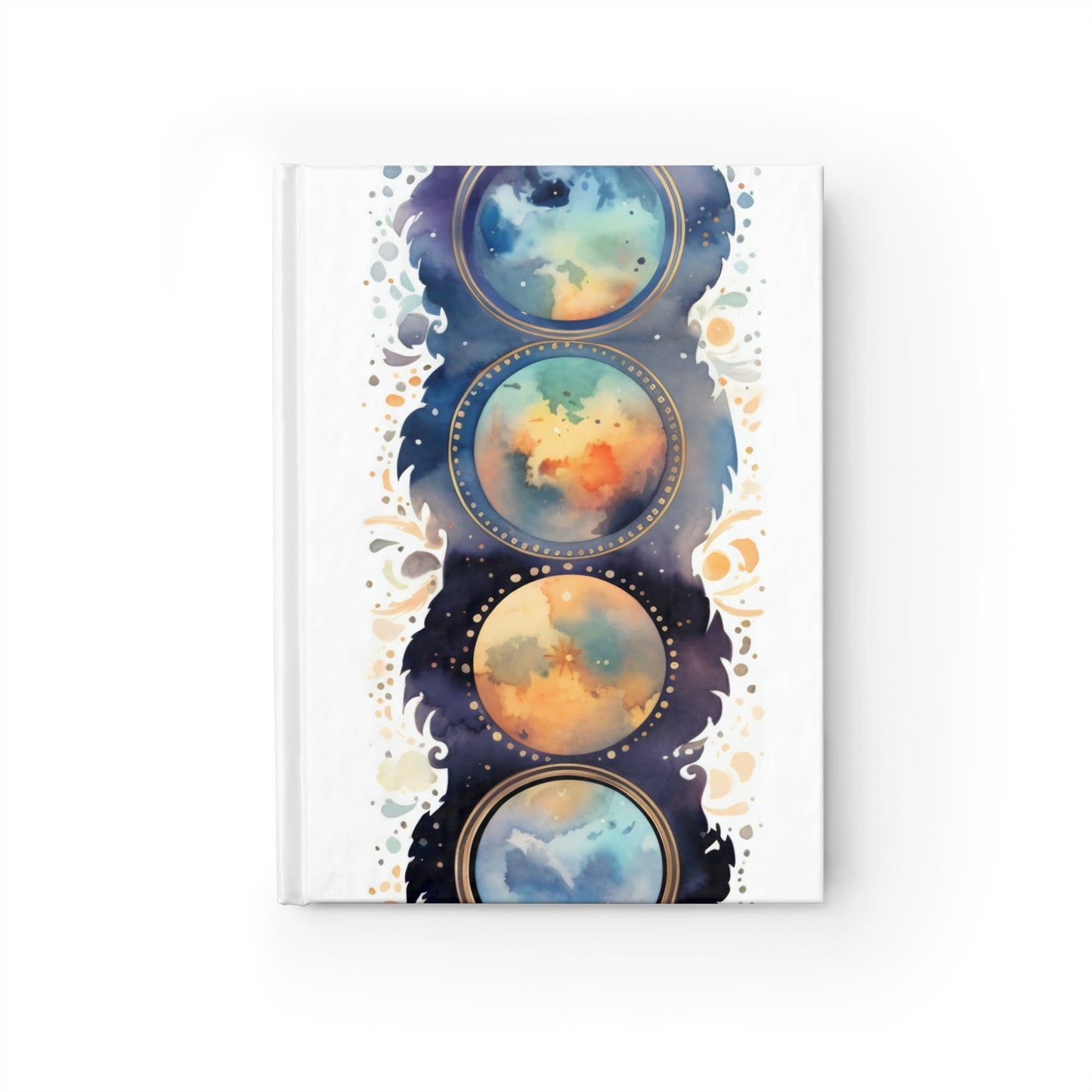 Moon Journal, Dream Diary, Watercolor Moons Motif Notebook, Think Journal, Hard Cover, Ruled Line