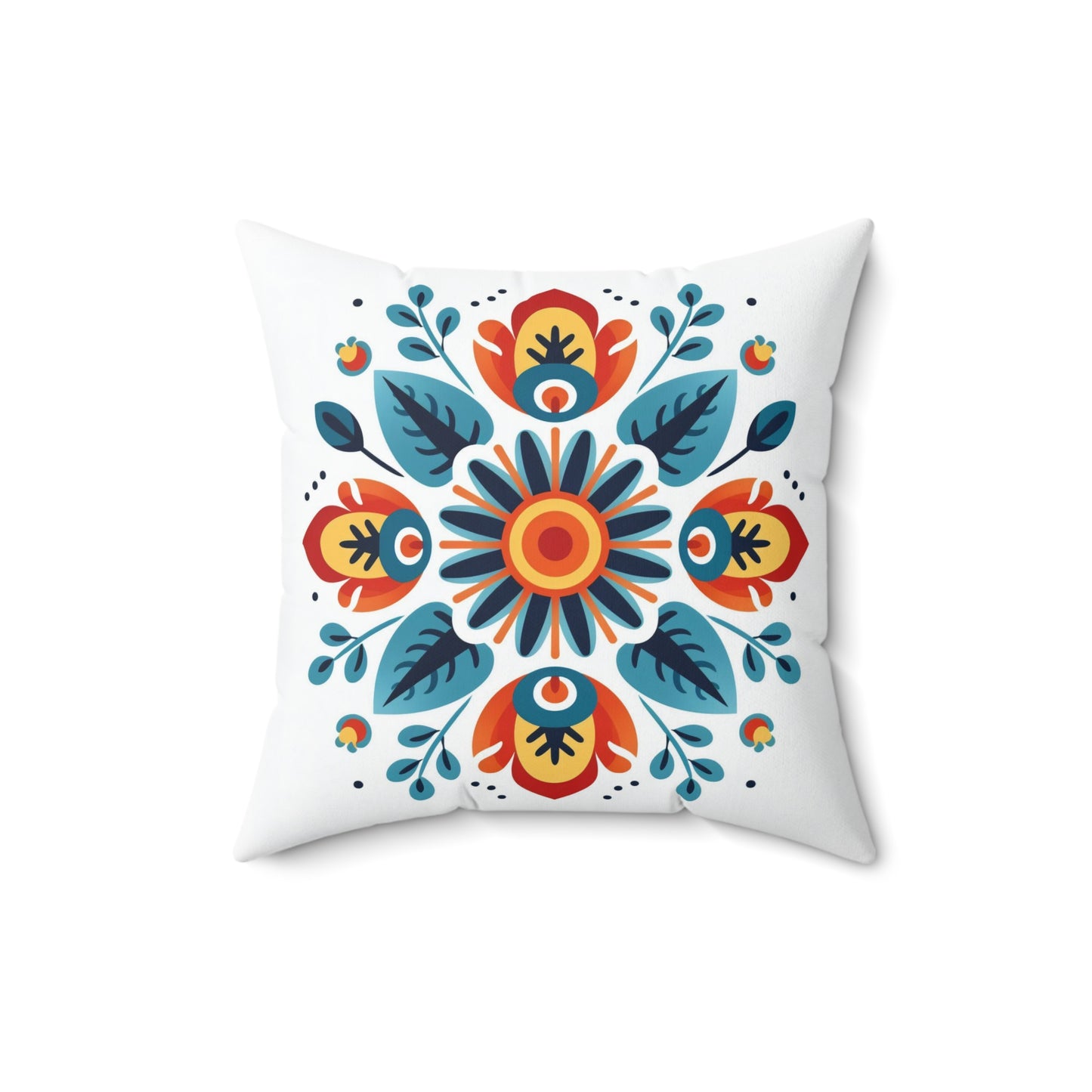 Folk Art Pillow, Folk Art Cushion, Scandinavian Floral Pillow, Nordic Decorative Pillow, Swedish Throw Pillow, Concealed Zipper, Square