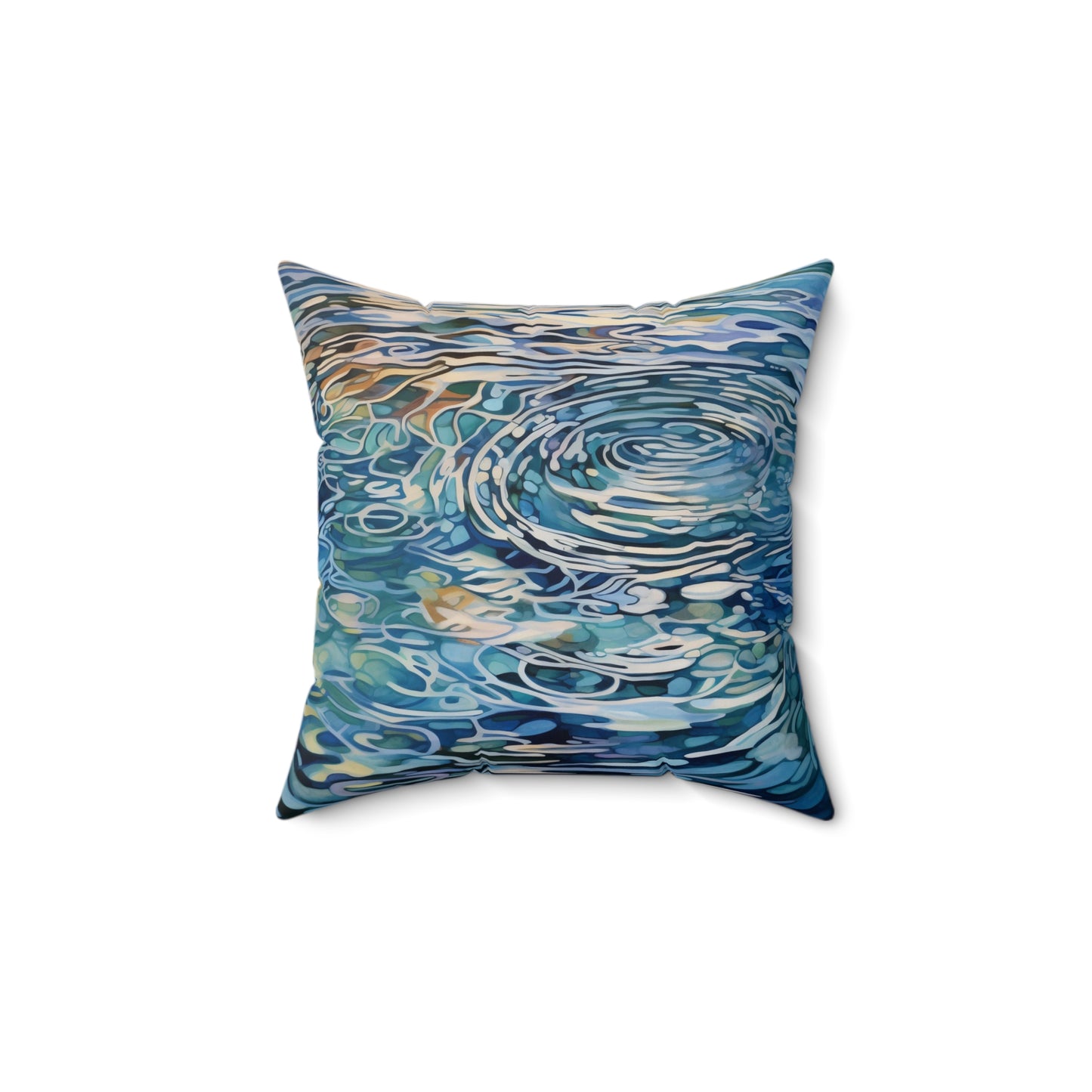 Water Ripples Pillow, Watercolor Water Cushion, Rippling Water Decorative Pillow, Nautical Throw Pillow, Concealed Zipper