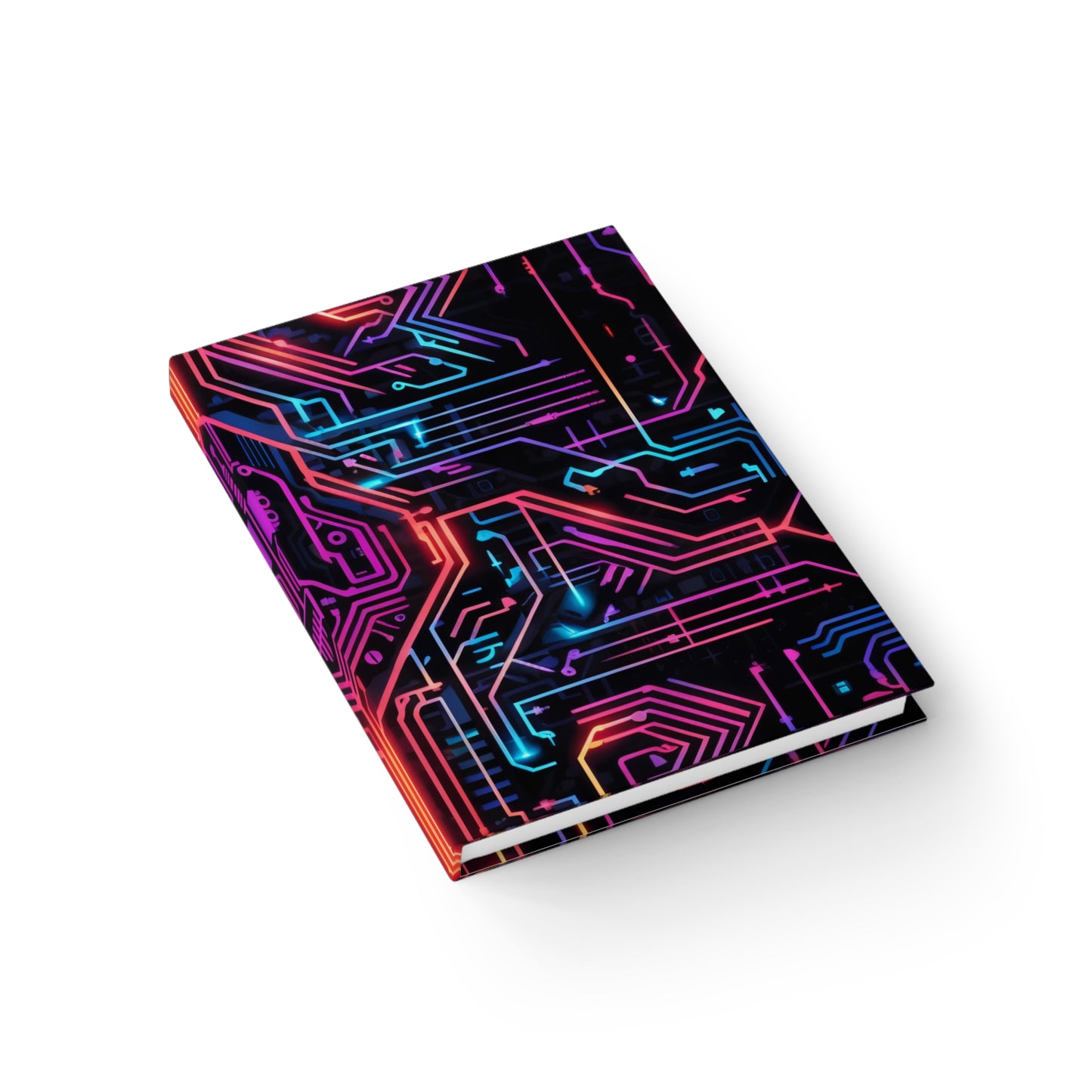 Cyberpunk Journal, Vibrant Circuit Board Diary, Sci-Fi Computer Board, Electrical Engineer Journal, Techy Ruled Line, Hard Cover