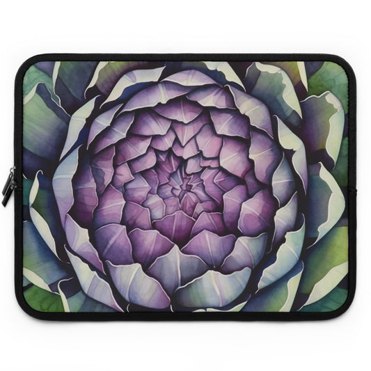 Artichoke Laptop Sleeve, Watercolor Artichoke Tablet Sleeve, Purple and Green iPad Cover, Zipper Pouch, MacBook Protective Case, Laptop Bag
