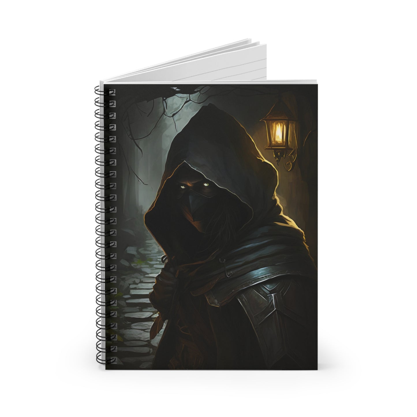 DnD Campaign Journal, Male Rogue Spiral Notebook, Ruled Line, Tabletop Gaming D&D Character Notepad, Pathfinder Journal, Shadow's Veil