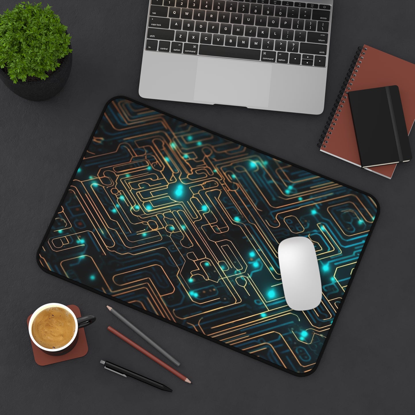 Cyber Circuit Desk Mat, Digital Lights Desk Pad, Sleek Mouse Pad, Futuristic Desk Decor, XL Keyboard Mat, Unique Gamer Gift, SciFi Workspace