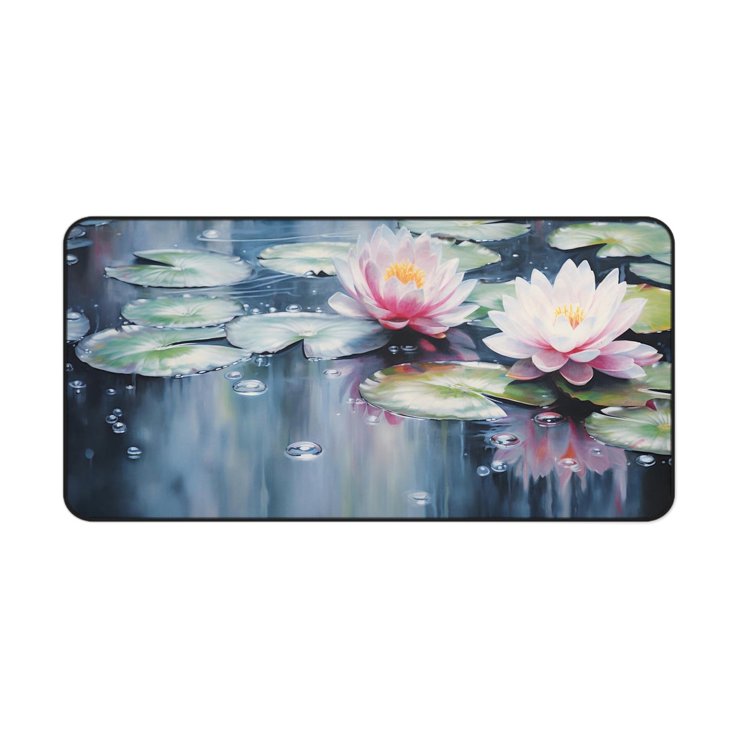 Water Lilies Desk Mat, Lily Pads Desk Pad, Lotus Flowers Keyboard Mat, Pond Water Lily Mouse Pad, Serene Workspace, Desk Accessory