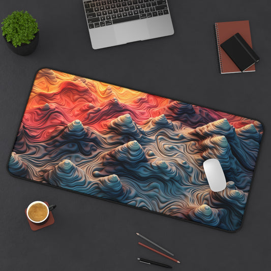Alien Planet Topographic Desk Mat, Unique Desk Pad, Trendy Workspace, Extra Large Mouse Pad, Abstract Keyboard Mat, Weird Desk Accessory