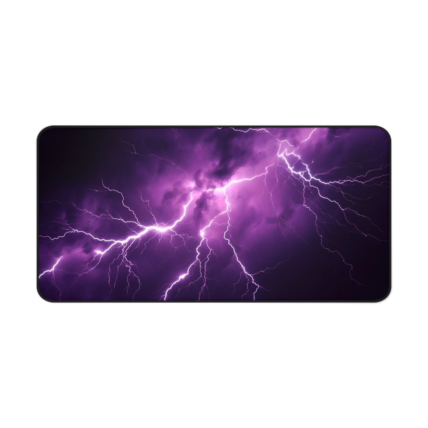 Dark Purple Lightning Desk Mat, Nightfall Thunder Desk Pad, Stormy Skies Mouse Pad, Thunderstorm Keyboard Mat, Unique Gift for Gamers