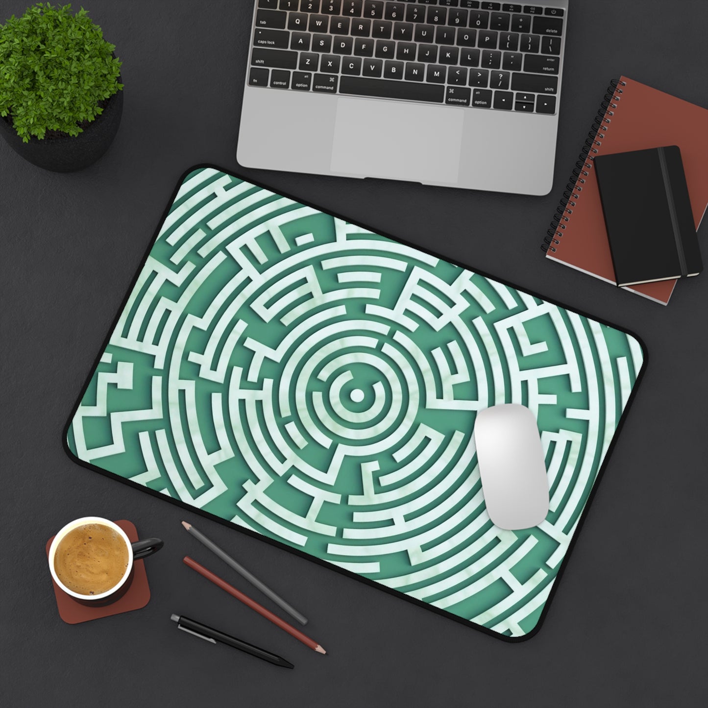 Maze Desk Mat, Green and White Maze Desk Pad, Trendy Workspace, Labyrinth Desk Mat, Extra Large Mouse Pad, Keyboard Mat, Desk Accessory