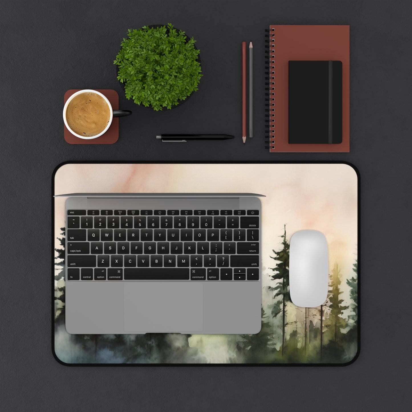 Serene Forest Desk Mat, Enchanted Pine Trees Desk Pad, Extra Large Mouse Pad, Nature Keyboard Mat, Gaming Mousepad, Calming Desk Decor