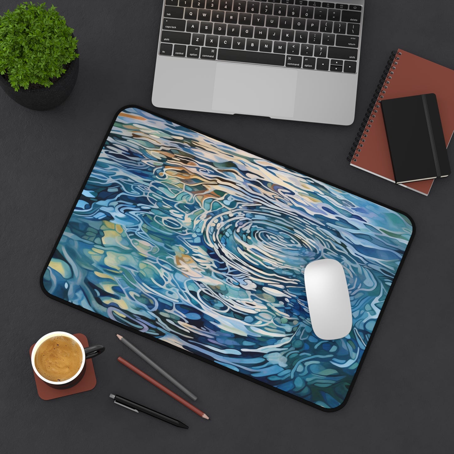 Water Ripples Desk Mat, Soothing Desk Pad, Calming Blue Mouse Pad, XL Gaming Mousepad, Serene Keyboard Mat, Tranquil Desk Decor, Unique Gift