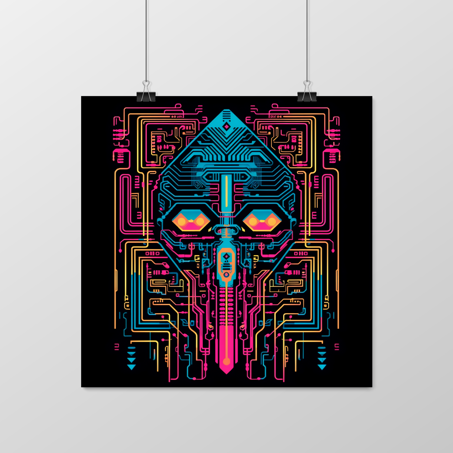 Cyberpunk Circuit Board Poster, Vibrant Circuitry Patterns, Electrifying Cyberpunk Poster, Techy Poster, Sci-Fi Robot