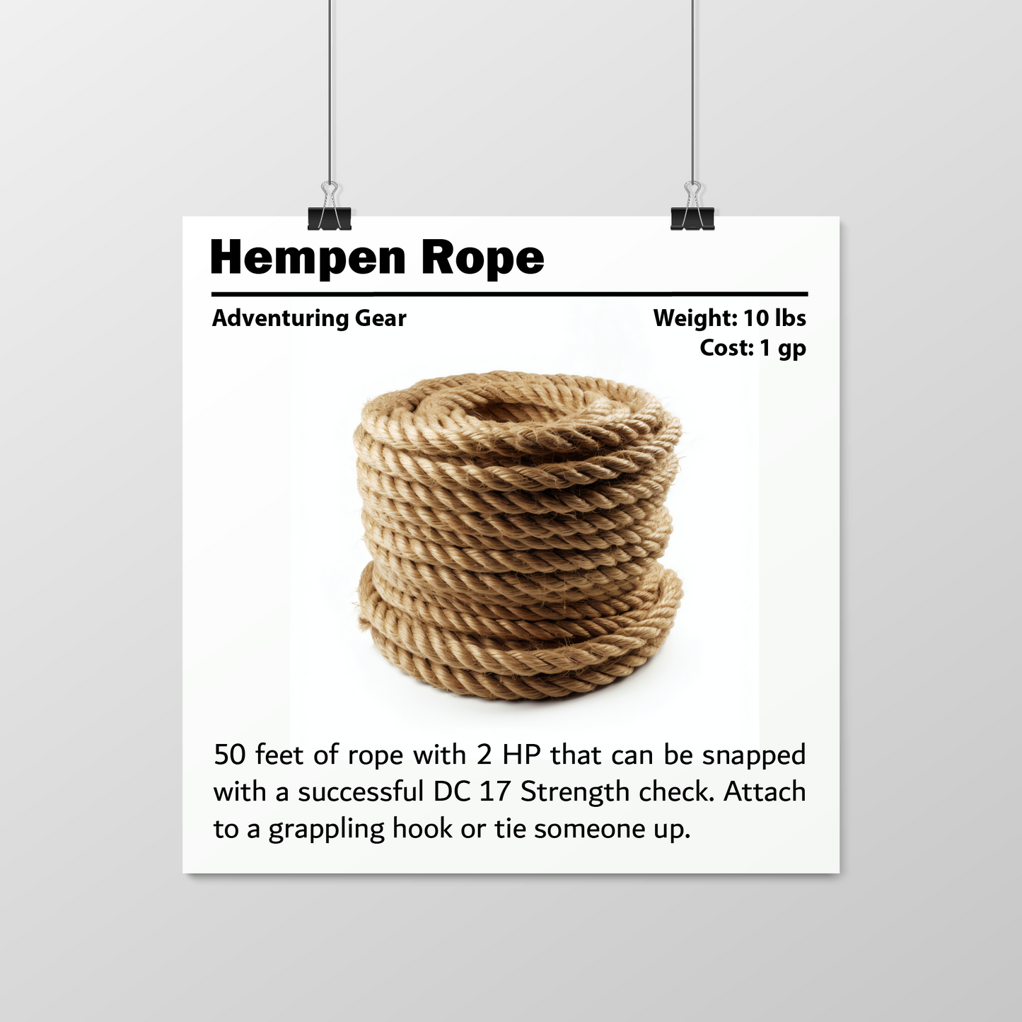 DnD Poster, DnD Hempen Rope Poster, D&D Poster, Dungeon Master Gift, Tabletop Game Room Decor, Critical Role Poster, RPG Gamer Gift