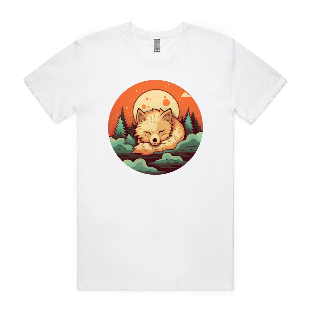 Sleeping Fox in the Forest Staple Tee, Kawaii Style Fox Dreaming in the Forest T-Shirt, Resting in Nature's Embrace, Cute Fox Tee