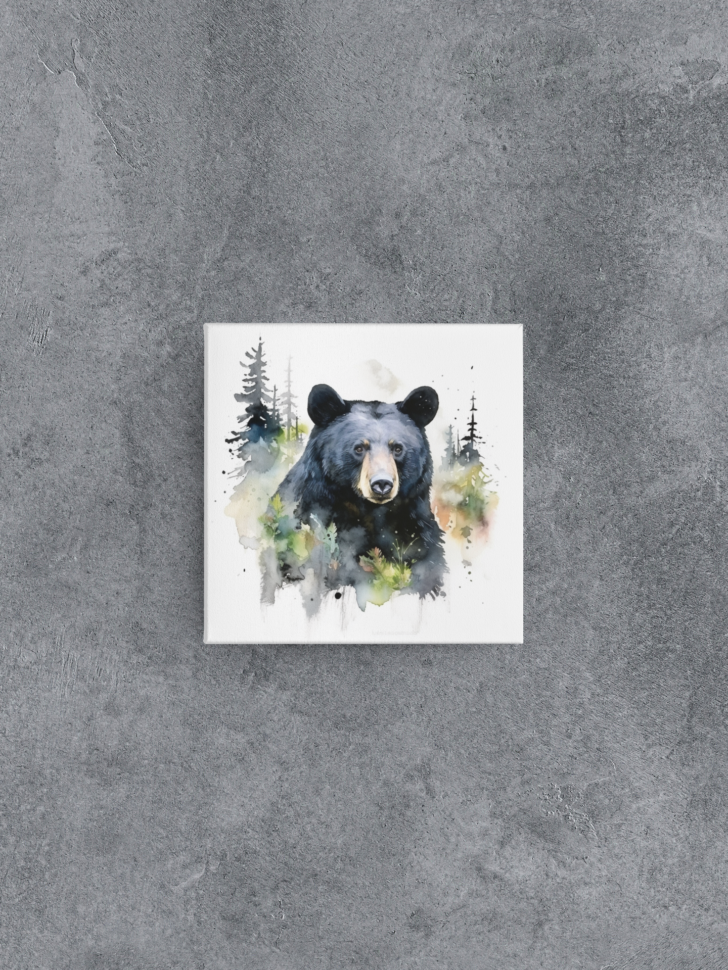 Maine Black Bear Canvas Wall Art, Watercolor Black Bear Painting, Nature Canvas Art, Bear Lover Gift, Ready to Hang, Stretched Canvas Art