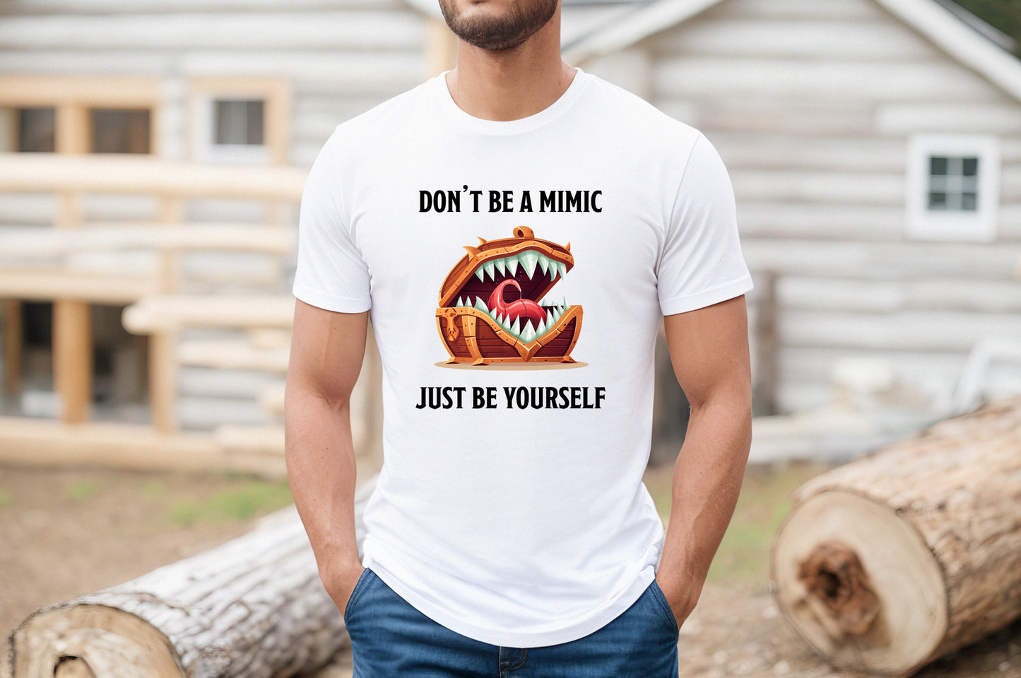 Don't Be A Mimic, Just Be Yourself Shirt, DnD Shirt, Dungeon Master Gift, D&D Tabletop Gaming Cotton TShirt, Inspirational Tee