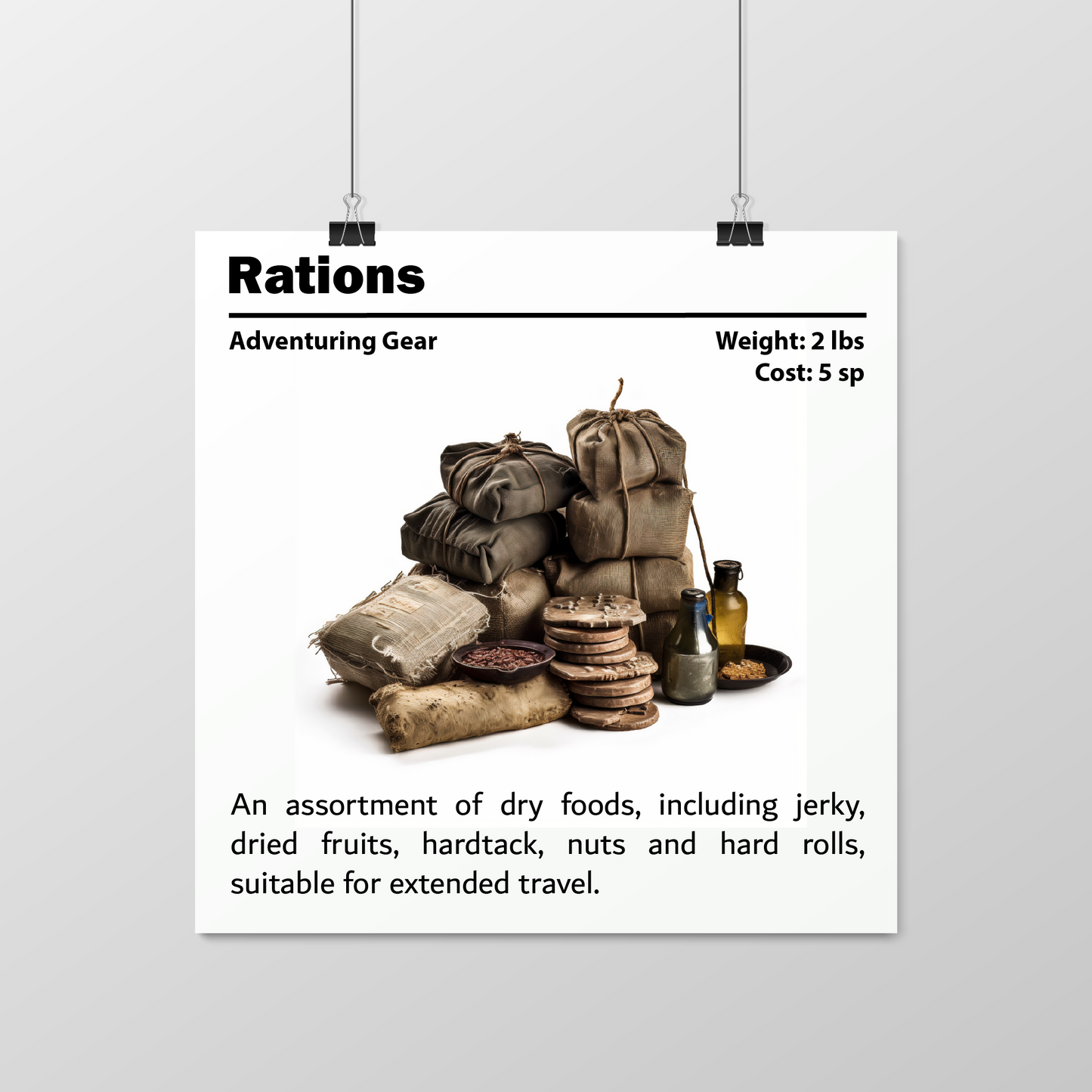 DnD Poster, DnD Rations Poster, D&D Poster, Dungeon Master Gift, Tabletop Game Room Decor, Critical Role Poster, RPG Gamer Gift