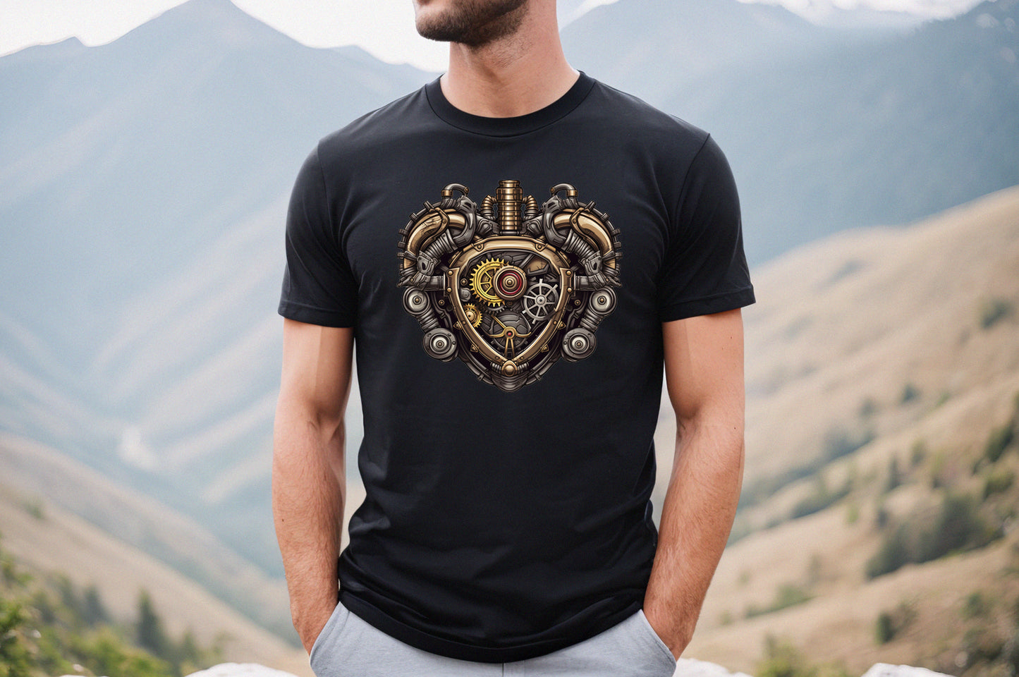 Steampunk Shirt, Steampunk Engine Shirt, Steampunk Graphic Tee, Industrial Heart Engine Shirt, Mechanical Heart Tee, Unisex Shirt