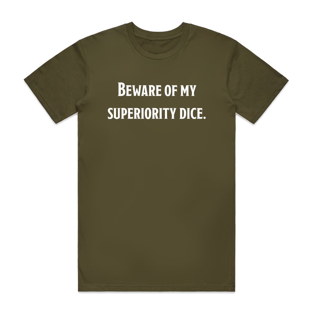 Beware of My Superiority Dice DnD Shirt, Dungeon Master Gift, Pathfinder Tee, D&D Tabletop Gaming Cotton TShirt, Unisex RPG Top