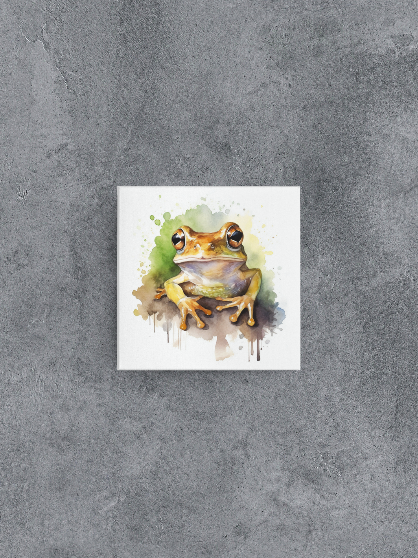 Tree Frog Canvas Wall Art, Watercolor Frog Painting, Animal Canvas Print, Nature Stretch Canvas Art