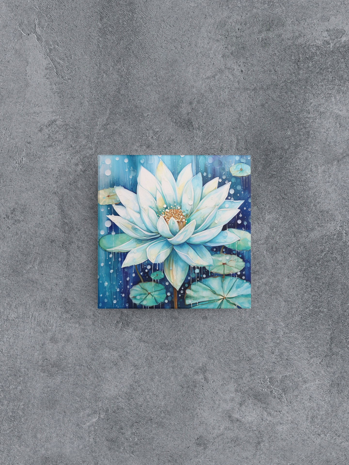 Water Lily Canvas Wall Art, Water Lily Painting, Lotus Flower Canvas Print, Lily Pads Painting, Pond Plants Wall Art, Nature Canvas Art