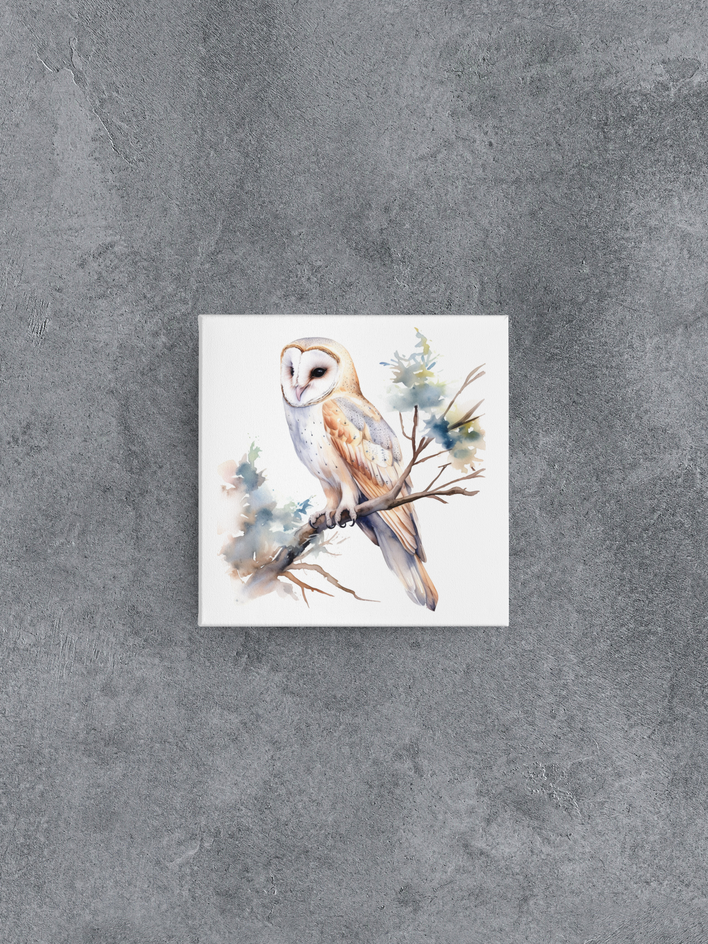 Barn Owl Canvas Wall Art, Watercolor Barn Owl Painting, Barn Owl on Branch, Nature Canvas Art, Bird Lover Gift, Ready to Hang