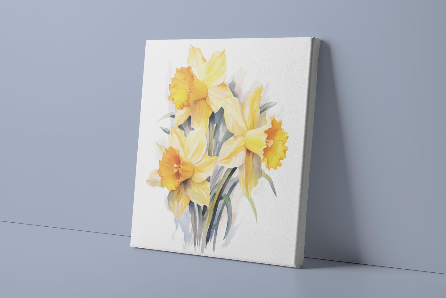 Daffodils Canvas Wall Art, Yellow Flower Watercolor Painting, Floral Home Office Decor, Nature Housewarming Gift, Gift for Gardeners