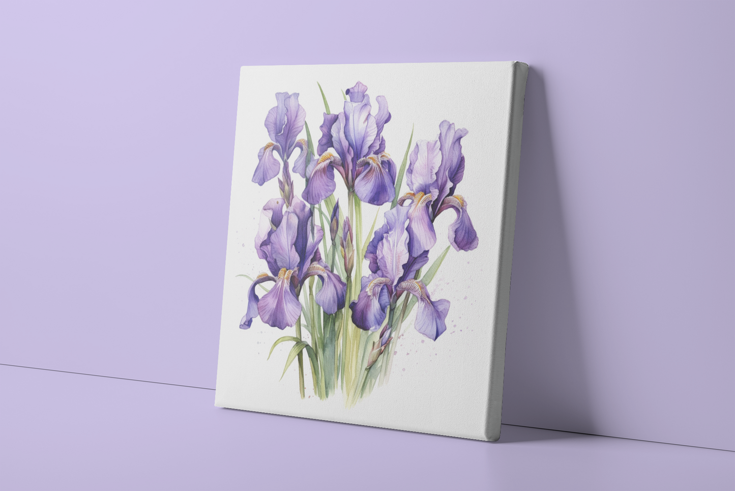 Purple Irises Canvas Wall Art, Watercolor Iris Painting, Flower Canvas Print, Nature Canvas Art, Mother's Day Gift, Ready to Hang