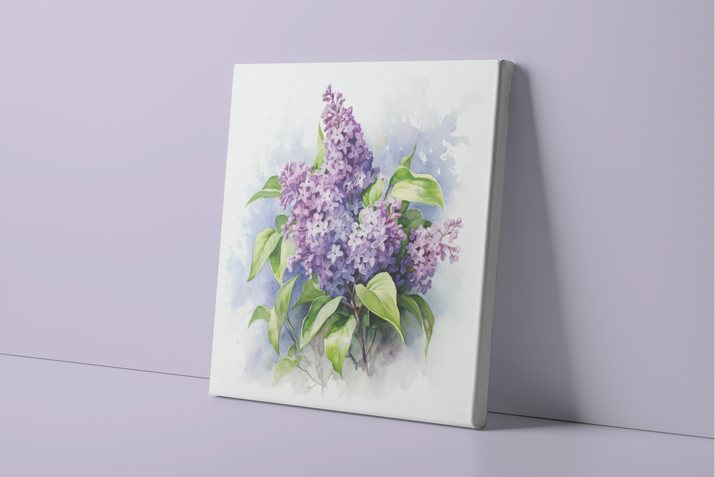 Watercolor Lilac Bush Canvas Wall Art, Flower Canvas Print, Nature Stretched Canvas Art, Purple Wall Decor, Mother's Day Gift