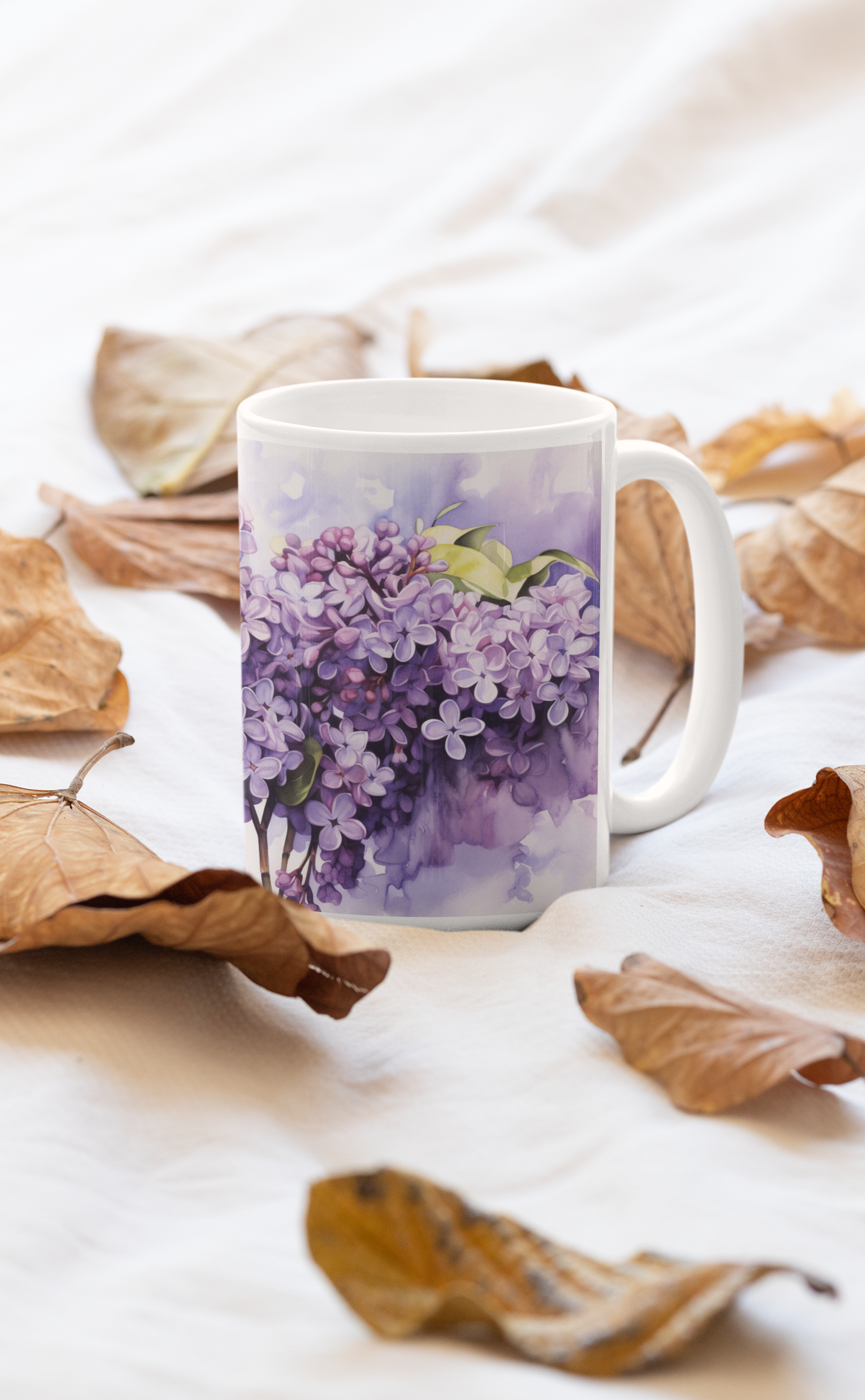Lilac Ceramic Mug 15oz, Watercolor Flower Coffee Cup, Mother's Day Gift, Garden Lover Tea Mug