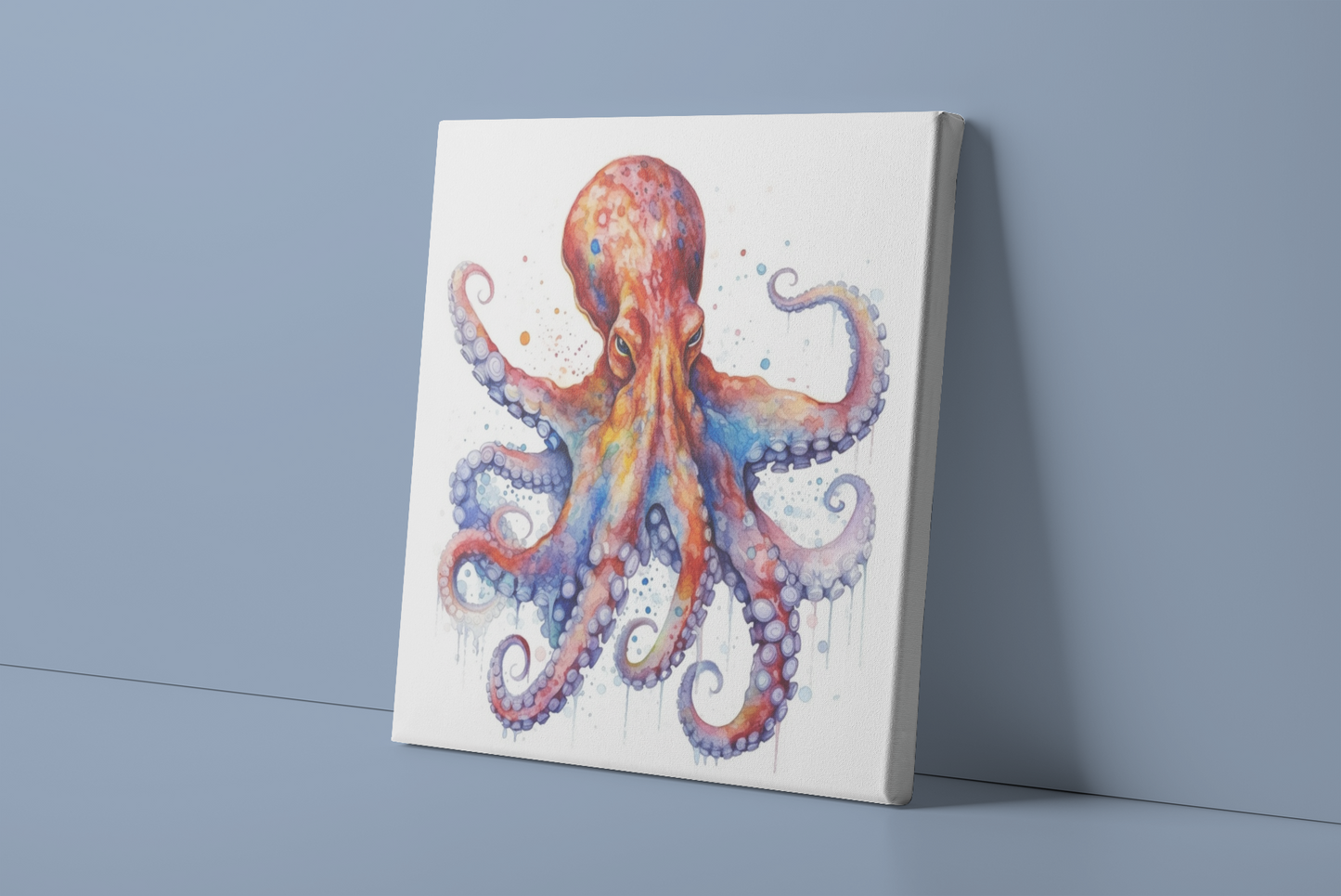 Octopus Canvas Wall Art, Watercolor Octopus Painting, Nautical Canvas Art, Sea Animal Lover Gift, Coastal Canvas Print, Nature Canvas Art